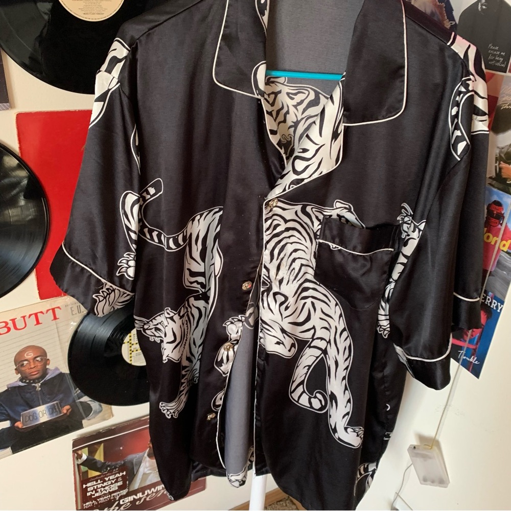 Mens Silk Animal Pj Button Down
